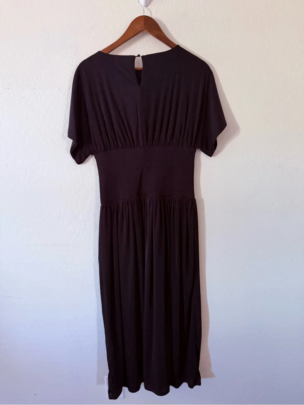 Alexia Admor Black Midi Dress Ruched Waist Dolman Sleeve Small - Picture 5 of 8